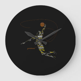 Greatness Basketball Typography Große Wanduhr