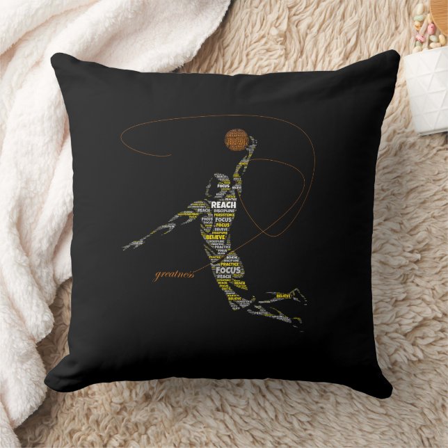 Greatness Basketball Typography Kissen (Decke)