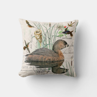 Grebe Hummingbird Birds Cattail Frankreich Ephemer Kissen