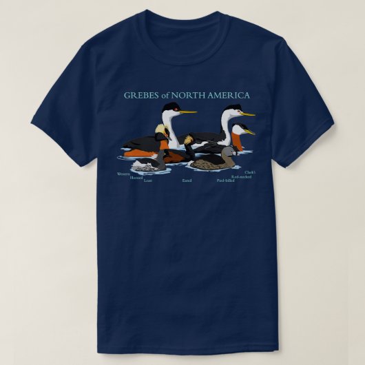 Grebes of North America mit Text T-Shirt (Design vorne)
