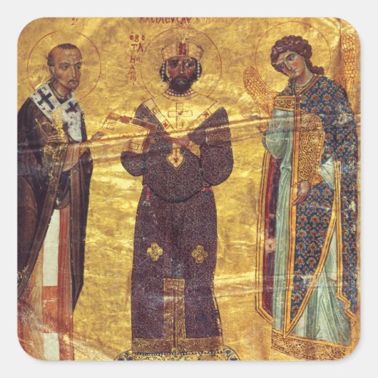 Grec Coisl 79 f.2v Kaiser Nicephorus III Botaniat Quadratischer Aufkleber (Vorderseite)