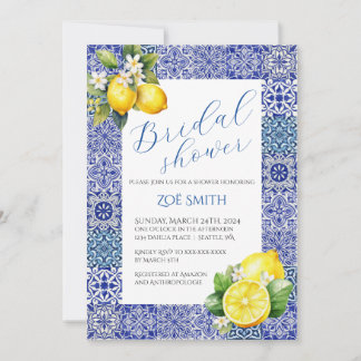 Grecian Blue und Lemon Bridal Dusche Einladung