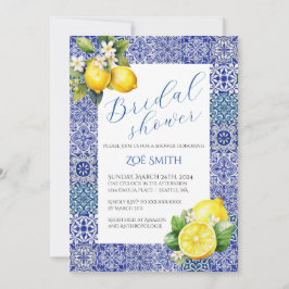 Grecian Blue und Lemon Bridal Dusche Einladung