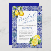 Grecian Blue und Lemon Bridal Dusche Einladung (Vorne/Hinten)