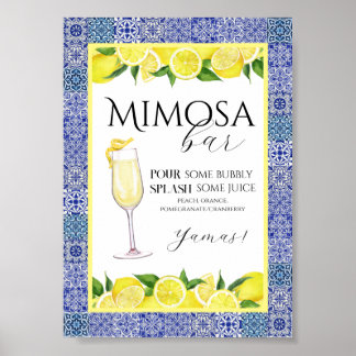 Grecian Blue und Lemon Mimosa Bar Poster