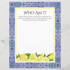 Grecian Blue und Lemon "Who Am I" Duschspiel