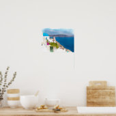 Grecian Paradise. Aquarellmalerei auf Santorin Poster (Küche)