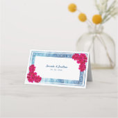 Grecian Wasserfarbe + Rosa Blume Platzkarte (Rückseite)