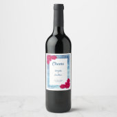 Grecian Wasserfarbe + Rosa Blume Weinetikett (Vorderseite)