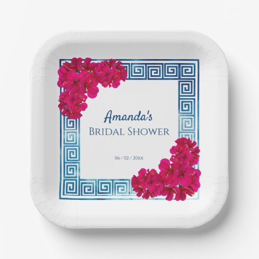 Grecian Wasserfarbe + Rosa Brautparty Pappteller (Vorderseite)