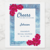 Grecian Wasserfarbe + Rosa Brautparty Weinetikett (Einzelnes Label)