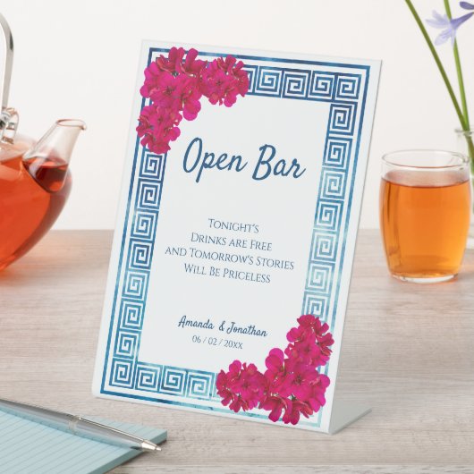 Grecian Wasserfarbe + Rosa Offene Bar Sockelschild (In Situ)