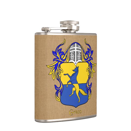 Greco Heraldischer Schild mit Helm und Mantle Flachmann (Rechts)