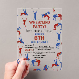Greco Roman Freestyle Wrestling Birthday Party Acryleinladungen