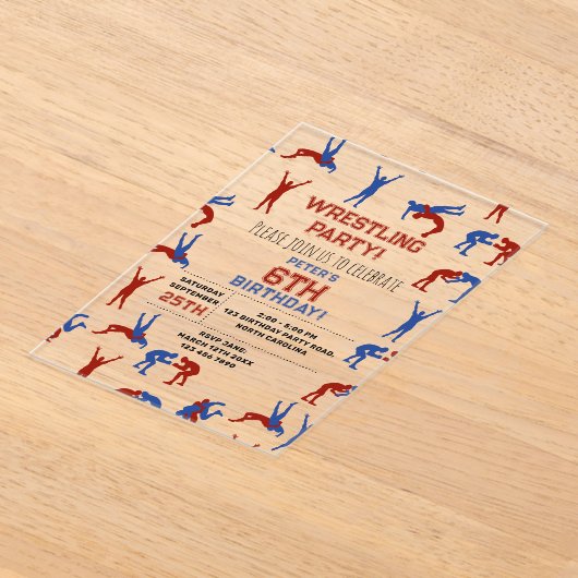 Greco Roman Freestyle Wrestling Birthday Party Acryleinladungen (Ablage )