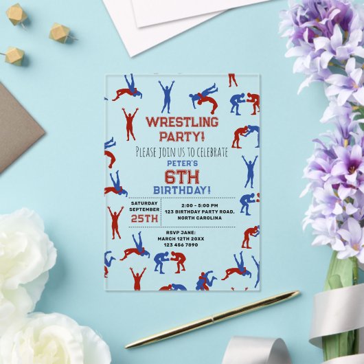 Greco Roman Freestyle Wrestling Birthday Party Acryleinladungen (In Situ (Hochzeit))