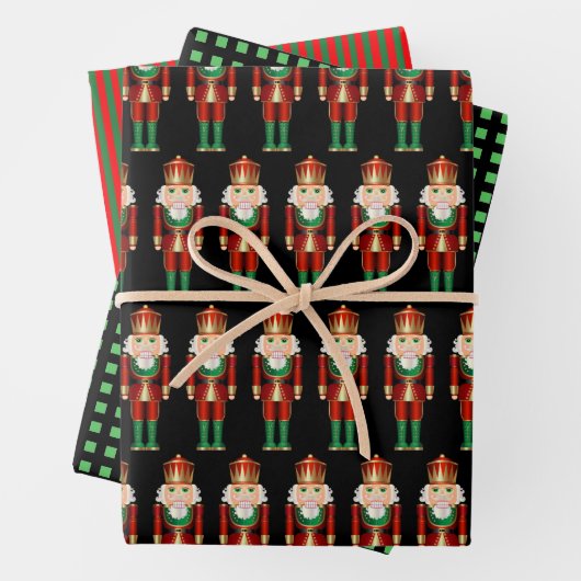 Gree and Gold Christmas Nutcrackers Wrapping Paper Geschenkpapier Set (Beispiel)