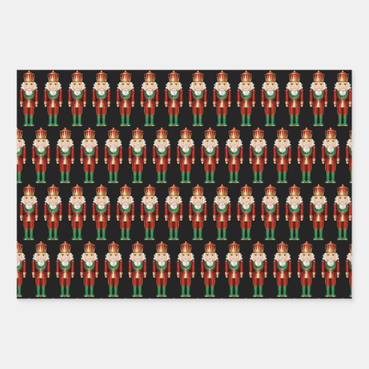 Gree and Gold Christmas Nutcrackers Wrapping Paper Geschenkpapier Set (Vorderseite)