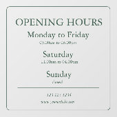 Gree Geschäftseröffnungszeiten Schild | Fensterauf (Blatt)