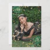 Gree Gold Floral Agate Foto Quinceanera Einladung (Rückseite)