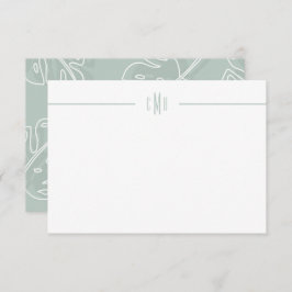 Gree Monstera Leaf Minimale Monogram Note Card Dankeskarte