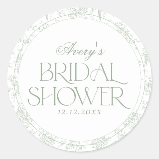 Gree Toile Vintages Brautparty Runder Aufkleber (Vorderseite)