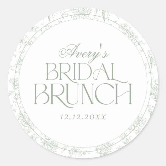 Gree Toile Vintages Brautparty Runder Aufkleber (Vorderseite)