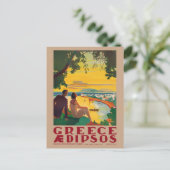 Greece Aidipsos Vintage Poster 1940s Postkarte (Stehend Vorderseite)