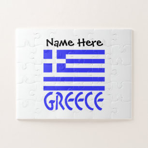 Greece and Greek Flag Personalized  Jigsaw Puzzle