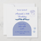 Greece Blue and White Birthday Einladung (Rückseite)