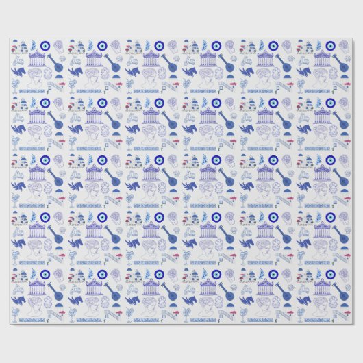 Greece Blue and White Geschenkpapier (Flach)