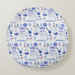 Greece Blue and White Rundes Kissen