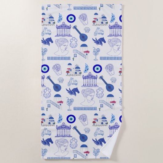 Greece Blue and White Strandtuch (Vorderseite)