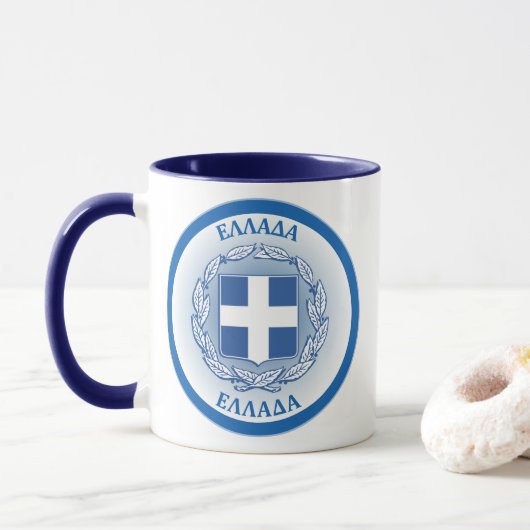 Greece Coat of Arms Circle Shape Tasse (Mit Donut)