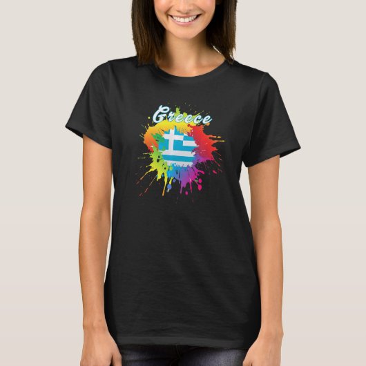Greece Flag Gay Colorful Splash Greek Flag T-Shirt (Vorderseite)