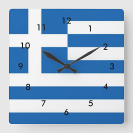 Greece Flag Quadratische Wanduhr