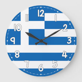 Greece Flag Wall Clock – Patriotic Greek Decor Große Wanduhr