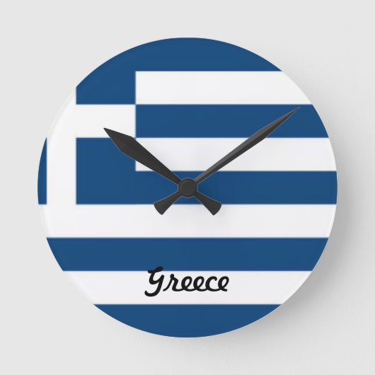 Greece flag wall clock runde wanduhr (Vorderseite)