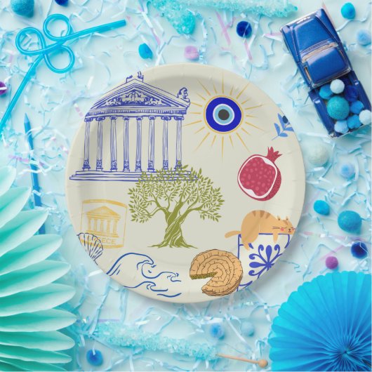 Greece Vacation Minimalism Pappteller (Party)