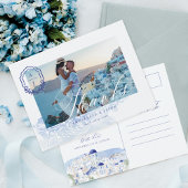 Greece Wedding Thank You Script Monogram Photo Postkarte