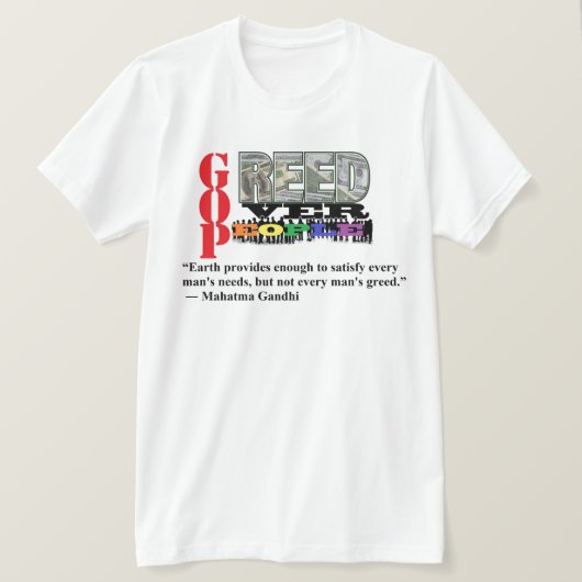 GREED ÜBER MENSCHEN T-Shirt (Design vorne)