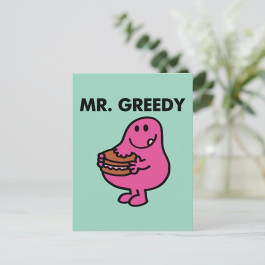 Greedy Eating Cake Postkarte (Stehend Vorderseite)