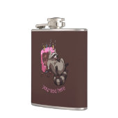 Greedy Raccoon Full of Birthday Cake Cartoon Flachmann (Links)