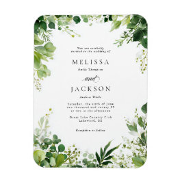 Greeen Branches Border Wedding Magnet