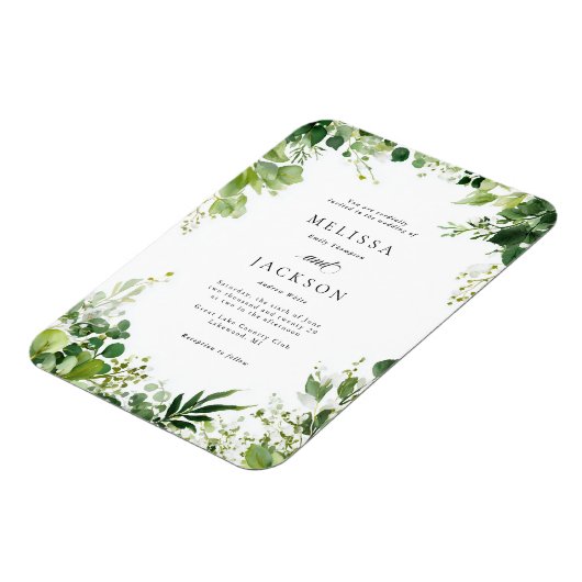 Greeen Branches Border Wedding Magnet (Linke Seite)