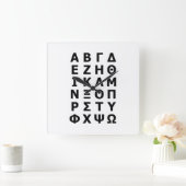 Greek Alphabet Quadratische Wanduhr (Zuhause)