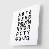 Greek Alphabet Quadratische Wanduhr (Winkel)