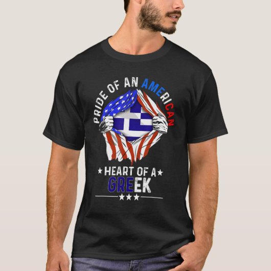 Greek American America Pride Foreign Country Greec T-Shirt (Vorderseite)