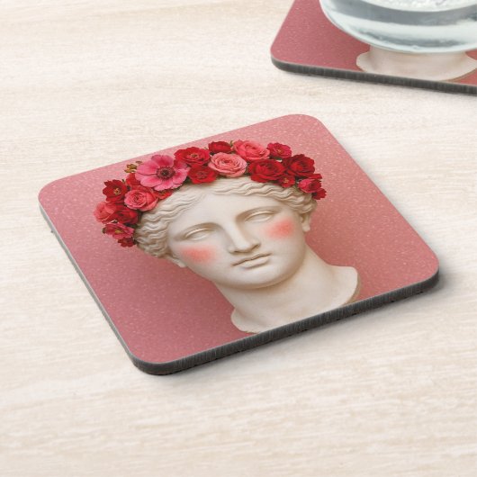 Greek ancient floral woman coaster. getränkeuntersetzer (Linke Seite)