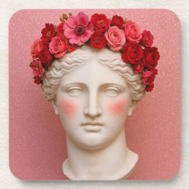 Greek ancient floral woman coaster. getränkeuntersetzer